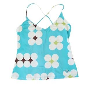 roxy blue geometric floral tank top size small